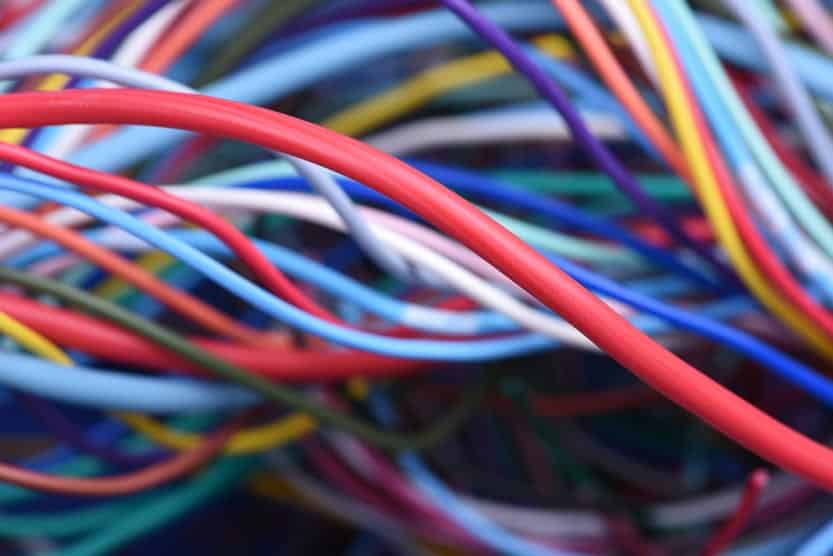 image of electrical wires relating to compliance with codes that Flecor provides